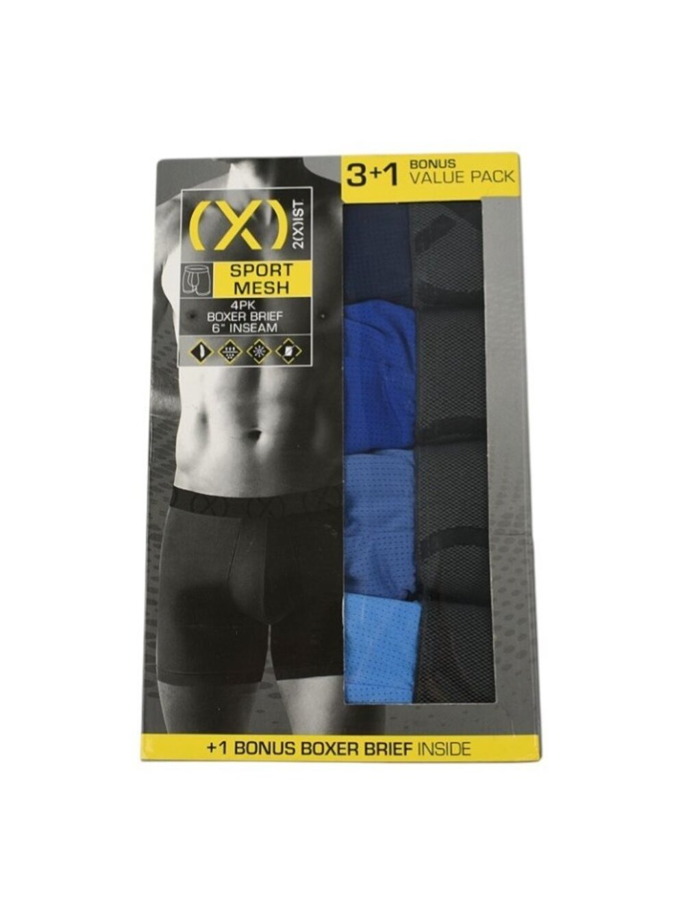 2(X)IST Mens 4 Pack Blue Sport Mesh Lightweight 6" Boxer Briefs SMALL NWT